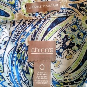 Chico's Paisley 3/4 Sleeve Button Down